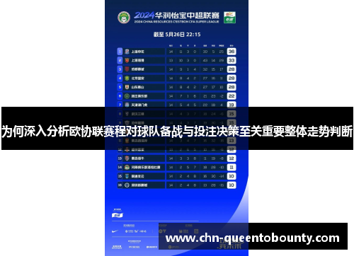 为何深入分析欧协联赛程对球队备战与投注决策至关重要整体走势判断 为何深入分析欧协联赛程对球队备战与投注决策至关重要整体走势判断